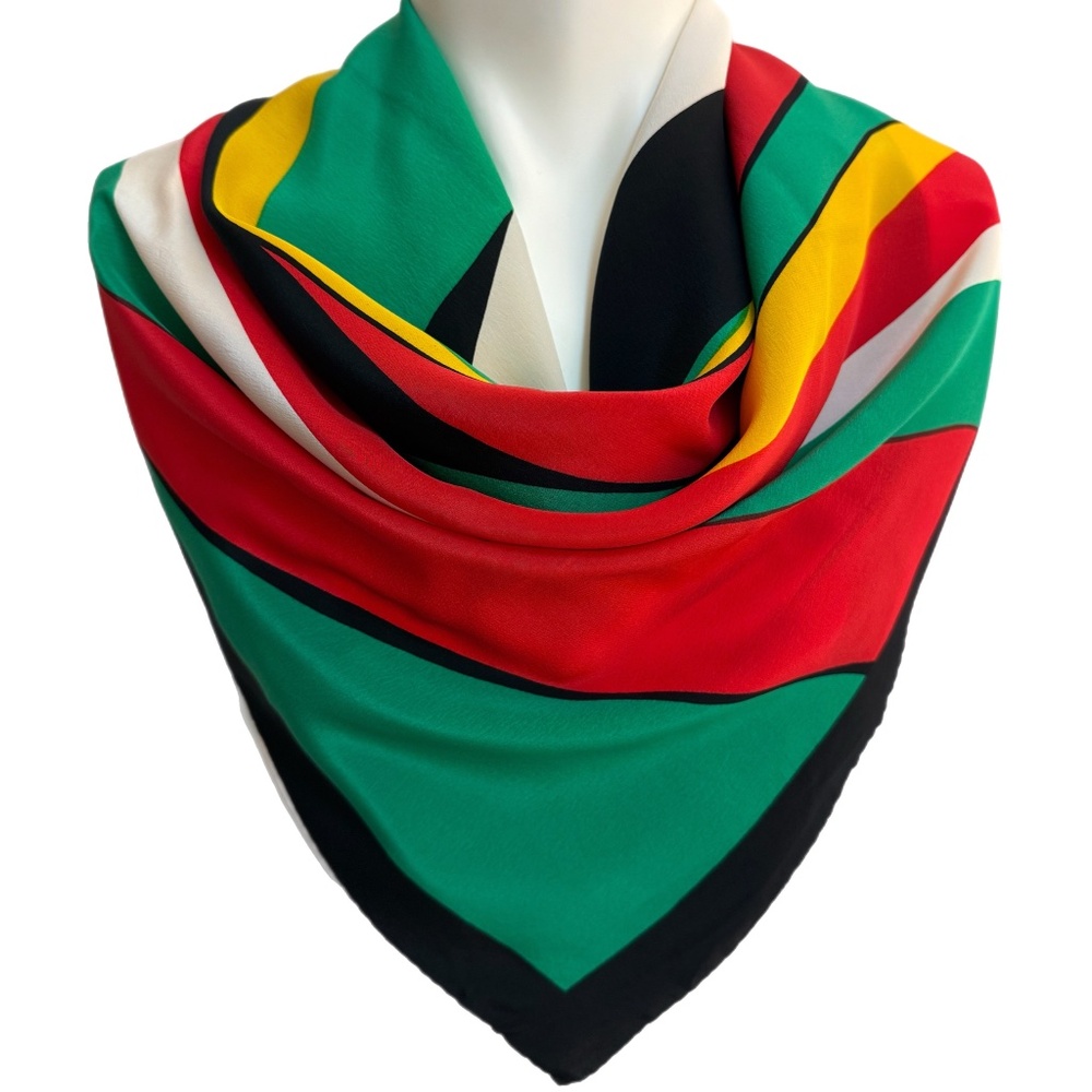 Tulip 100% Silk Scarf – Bold Abstract Stripes – Hand Rolled Hem